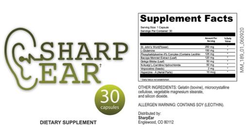 SharpEar Supplement Facts